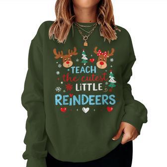 I Teach The Cutest Little Reindeers Teacher Christmas Xmas Women Sweatshirt - Thegiftio UK