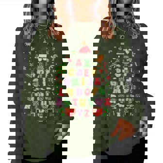 Teacher Christmas Alphabet Back To School Holiday Learning Women Sweatshirt | Seseable FR