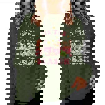 Vintage Christmas Tis The Season Christmas Tree Coffee Latte Women Sweatshirt - Thegiftio