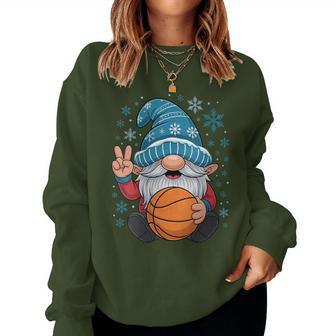 Winter Basketball Gnome Christmas Snowflake Hat Women Sweatshirt - Thegiftio