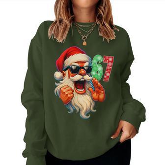 Xmas Santa Says Six Seven Bruh 67 Meme Christmas Women Sweatshirt - Thegiftio