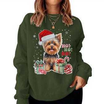 Yorkshire Terrier Christmas Yorkie Xmas Dog Santa Claus Hat Women Sweatshirt - Thegiftio UK