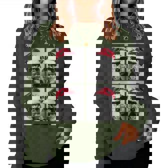 Yorkshire Terriers With Sunglasses Santa Hat Christmas Dogs Women Sweatshirt - Monsterry