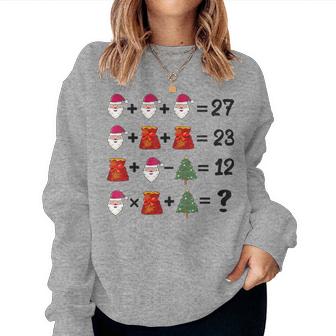 67 Meme Six Seven Puzzle Christmas Math Teacher Santa Women Sweatshirt | Mazezy
