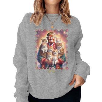 Cat Lover Christmas Sweater Trump Christmas For Women Women Sweatshirt - Monsterry