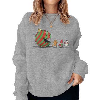 Christmas Ornament Ball Retro Eating Videogame Gnome Women Sweatshirt - Thegiftio UK