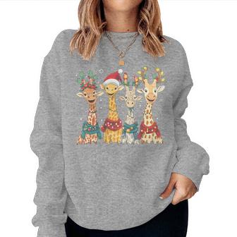 Giraffes Christmas Lights For Giraffe Lover Decoration Women Sweatshirt | Seseable UK