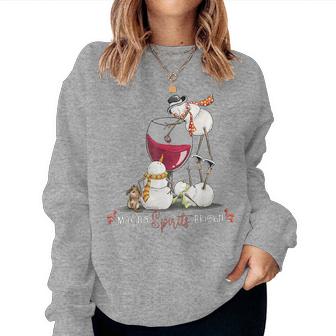 Snowman Wine Christmas Holiday Women Sweatshirt | Seseable CA