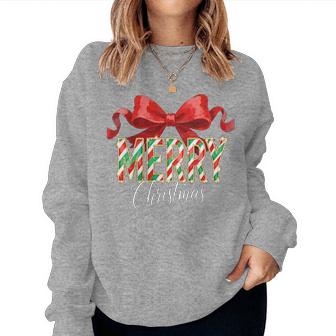 Girl Merry Christmas Coquette Bow Xmas Matching Pajama Women Sweatshirt | Seseable CA