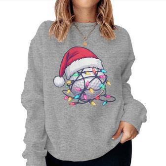 Golf Ball Santa Hat Christmas Golfing Xmas Lights Tri-Blend Women Sweatshirt | Mazezy