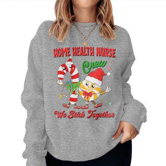 Home Health Nurse Candy Cane Crew Family Christmas Women Sweatshirt | Seseable CA