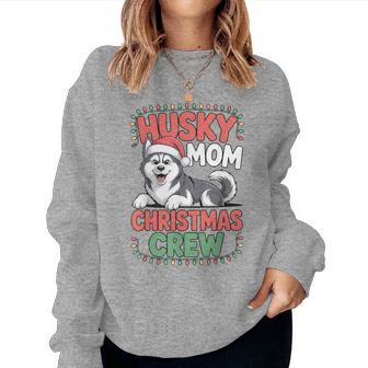 Husky Mom Christmas Crew Holiday Lights Women Sweatshirt | Seseable CA