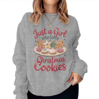 Just A Girl Who Love Christmas Cookies Gingerbread Xmas Women Sweatshirt - Thegiftio