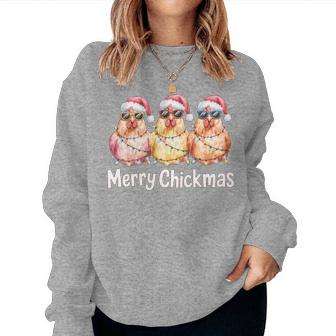 Merry Chickmas Ornament Lights Chicken Farmer Xmas Squad Women Sweatshirt - Thegiftio