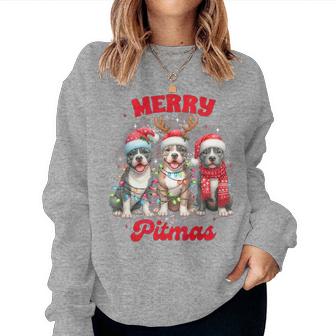 Pitbull Mom Pittie Mom Christmas Xmas Vibes Merry Pitmas Women Sweatshirt | Mazezy