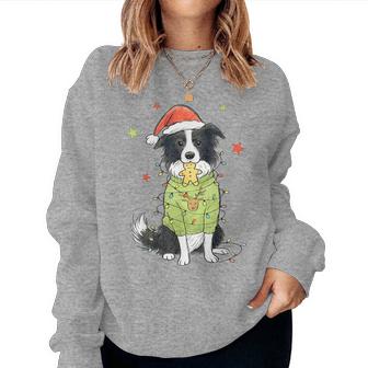 Santa Border Collie Christmas Border Collie Dog Mom Pajama Women Sweatshirt | Mazezy