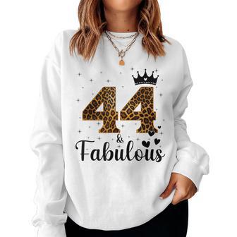 44 And Fabulous Leopardo 44 Cumpleaños 44 Años Regalo Sudadera Mujer - Regaloses