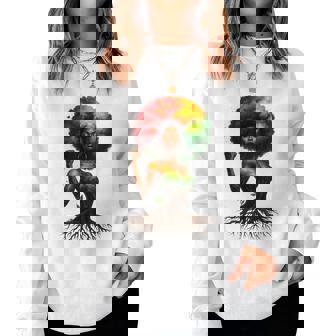 Afro Tree Woman Black Queen Melanin Roots Pride African Girl Women Sweatshirt - Monsterry