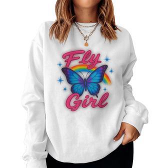 Airbrush Butterfly Y2k Vintage 2000S Retro Nerd Aesthetic Women Sweatshirt - Thegiftio