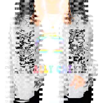 Ally Cat Rainbow Occhiali Daole Lgbt Gay Pride Kittys Allies Women Sweatshirt - Novitaregali