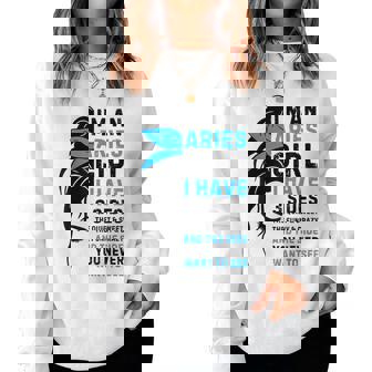 Aries Queen Aries Zodiac Sign Messy Bun Girls Ladies Women Sweatshirt - Seseable