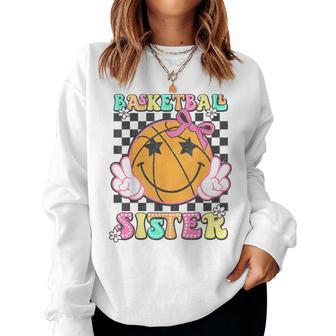Basketball Sister Coquette Bow Basketball Lovers Girls Women Sweatshirt - Monsterry