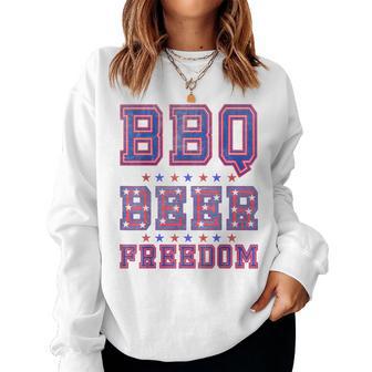 Bbq Beer Freedom シャツ ビンテージ レディーススウェットシャツ - Kawaiitshirt