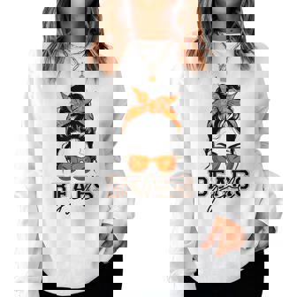 Bears Girl Messy Bun Sports Fan Team Athletic Spirit Women Sweatshirt | Mazezy