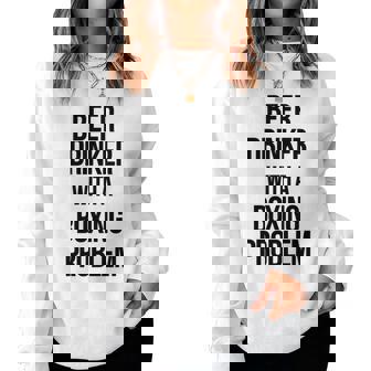 Beer Drinker With A Boxing Problem おもしろワークアウトボクサー 長袖tシャツ レディーススウェットシャツ - Kawaiitshirt