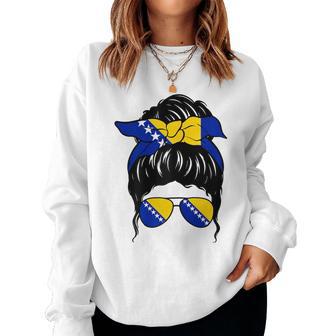 Bosnian Girl Bosnia And Herzegovina Flag Proud Bosnian Woman Women Sweatshirt - Thegiftio UK