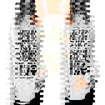 Camo Jesus Is My Superhero Toddler Boys Camouflage Christian Women Sweatshirt | Seseable FR