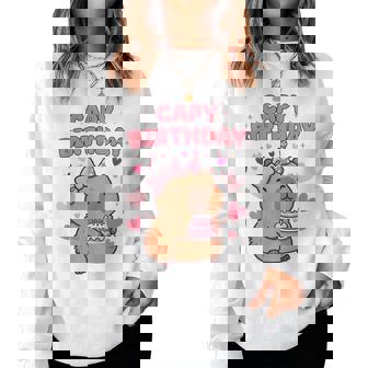 Capybara Birthday Girl Cute Capybara Animal Lovers Bow Party Women Sweatshirt | Seseable CA