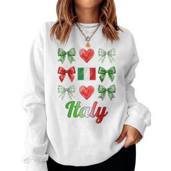 Coquette Bow Italian Flag Italy Hearts Cute Girls Women Sweatshirt | Mazezy
