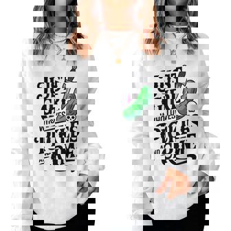 Cute Just A Girl Who Loves Pickles And Crime Halloween Women Sweatshirt - Thegiftio