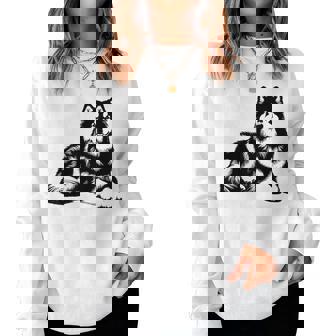 Dog Dad Mom Lover Monochromatic Alaskan Malamute Women Sweatshirt | Mazezy