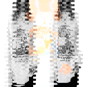 Fall Maple Tree Print Dog Lover Happy Thanksgiving Australian Shepherd Autumn Fall Women Sweatshirt | Mazezy