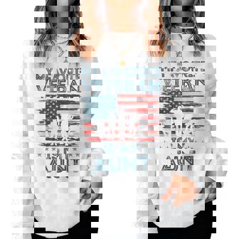 My Favorite Veteran Is My Aunt American Flag Veterans Day Women Sweatshirt | Mazezy