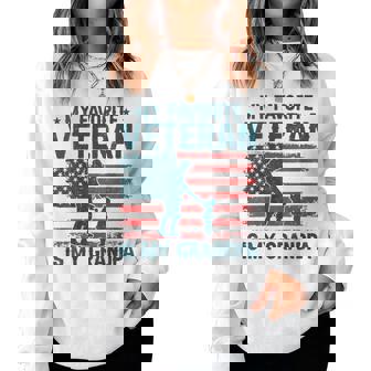 My Favorite Veteran Is My Grandpa Veterans Day Military Papa Women Sweatshirt - Monsterry