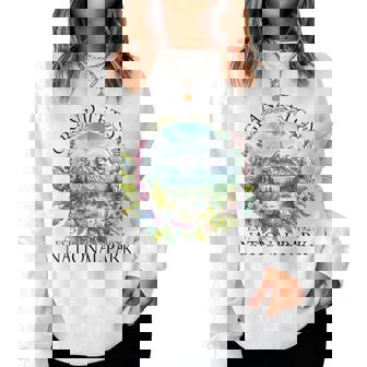 Floral Grand Teton National Park Hiking Camping Outdoor Women Sweatshirt - Thegiftio