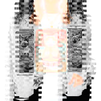 Cat Eating Ramen Kawaii Siamese Cat Lover Mom Women Sweatshirt | Seseable FR