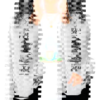 F-Caw-F Crow Coffee Pun Raven Drinking Caw-Fee Meme Tri-Blend Women Sweatshirt - Monsterry