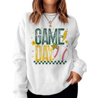 Game Day Baseball Ball Mom School Pride Green & Gold Women Sweatshirt - Thegiftio UK
