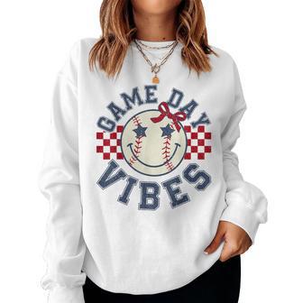 Game Day Vibes Baseball Coquette Bow Baseball Girls Women Women Sweatshirt | Seseable FR