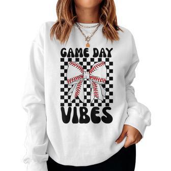 Game Day Vibes Coquette Bow Baseball Mama For Women Women Sweatshirt | Mazezy