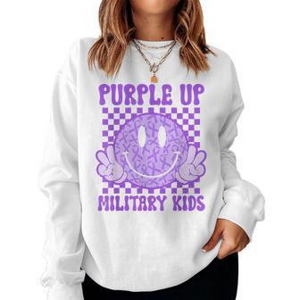 Groovy Smile Face Proud Military Childs Month Boys Girls Women Sweatshirt - Seseable