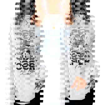 Groovy Soccer Coquette Bow Girls Soccer All Day Women Sweatshirt - Monsterry