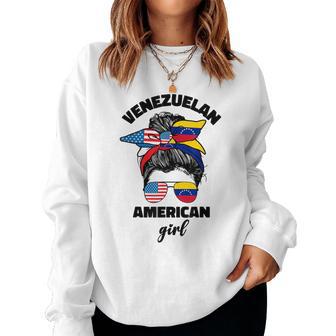 Half American And Venezuelan Usa Venezuela Flag Girl Women Women Sweatshirt - Thegiftio UK