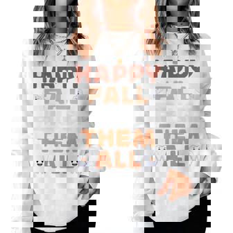 Happy Fall Brush Them All Tooth Thanksgiving Dental Dentist Women Sweatshirt | Mazezy