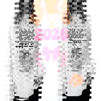 Happy New Year 2026 Coquette Bow & Disco Ball Girls Women Women Sweatshirt | Seseable CA