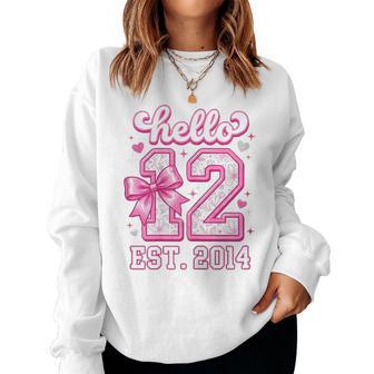 Hello Twelve Est 2014 12Th Birthday Coquette 12 Year Girl Women Sweatshirt | Seseable UK